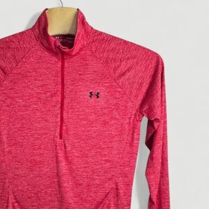 Under Armour Heatgear Red Heathered Quarter Zip Pullover Men's XL Loose Fit